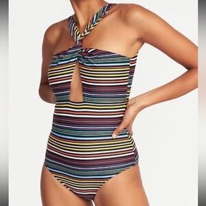 Old Navy Twist strap Striped Multicolor One Piece Swimsuit